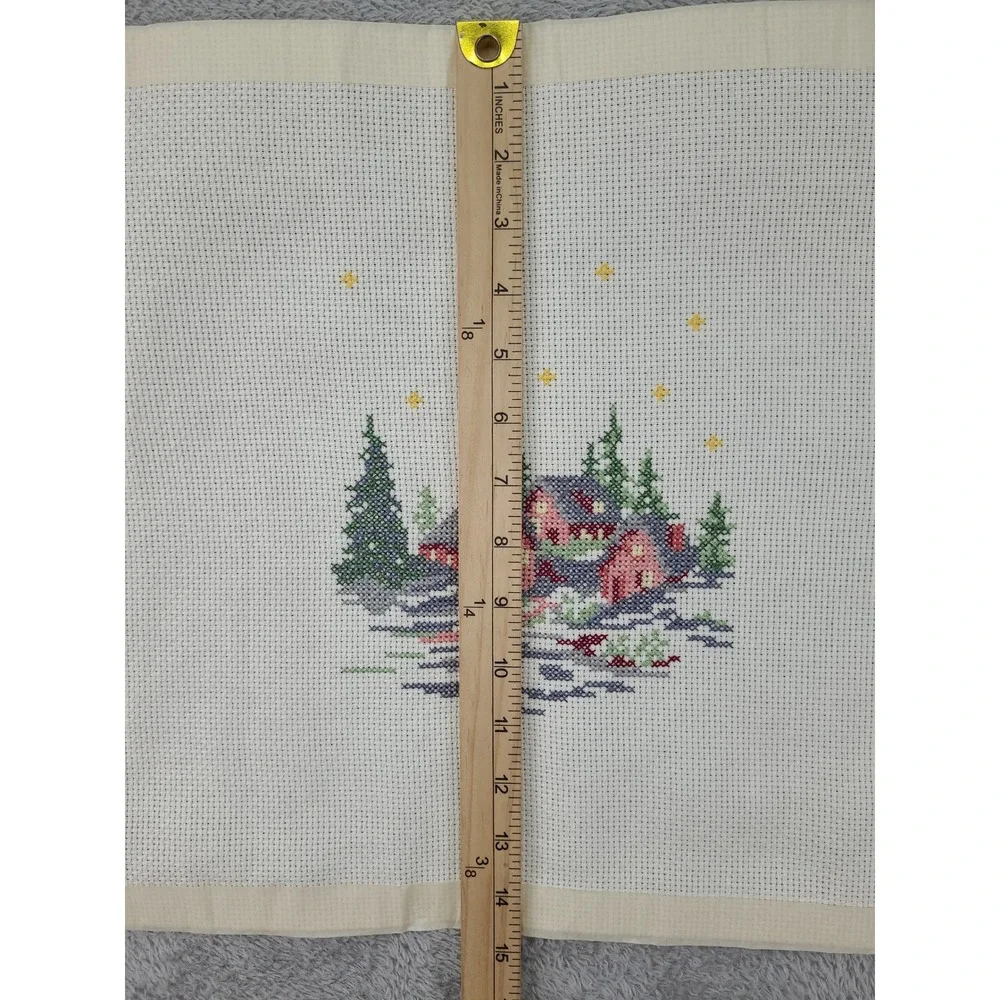 Handmade Needlepoint Christmas Village Scene Wall‎ Art Decor 15